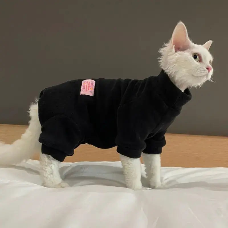 Warm Fleece FourLegged Jumpsuit for Sphynx Cats