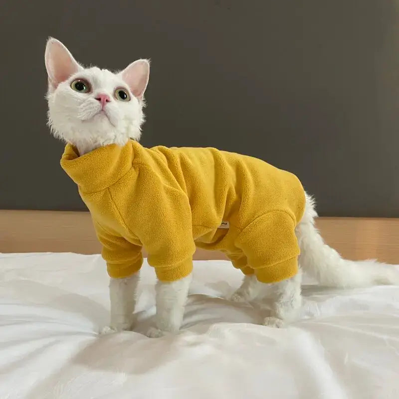 Warm Fleece FourLegged Jumpsuit for Sphynx Cats