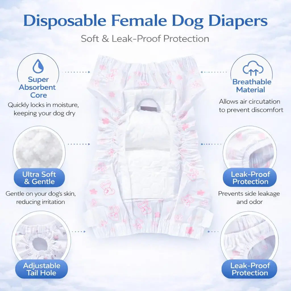JM 10-Piece Unisex Dog Diapers with Instant Absorption