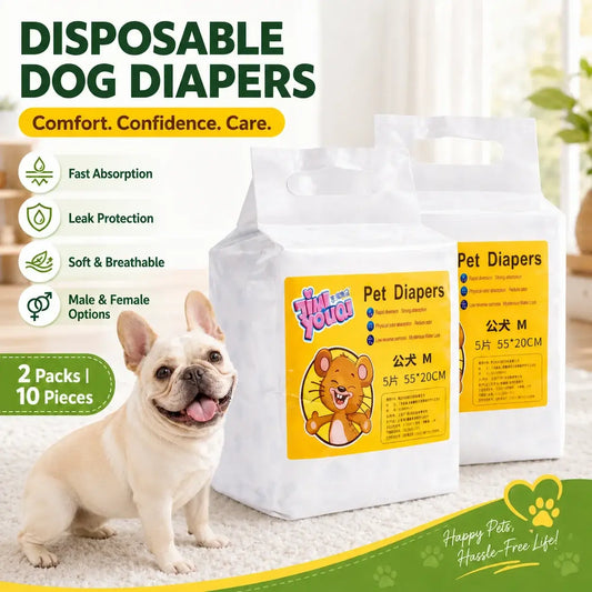 JM 10-Piece Unisex Dog Diapers with Instant Absorption