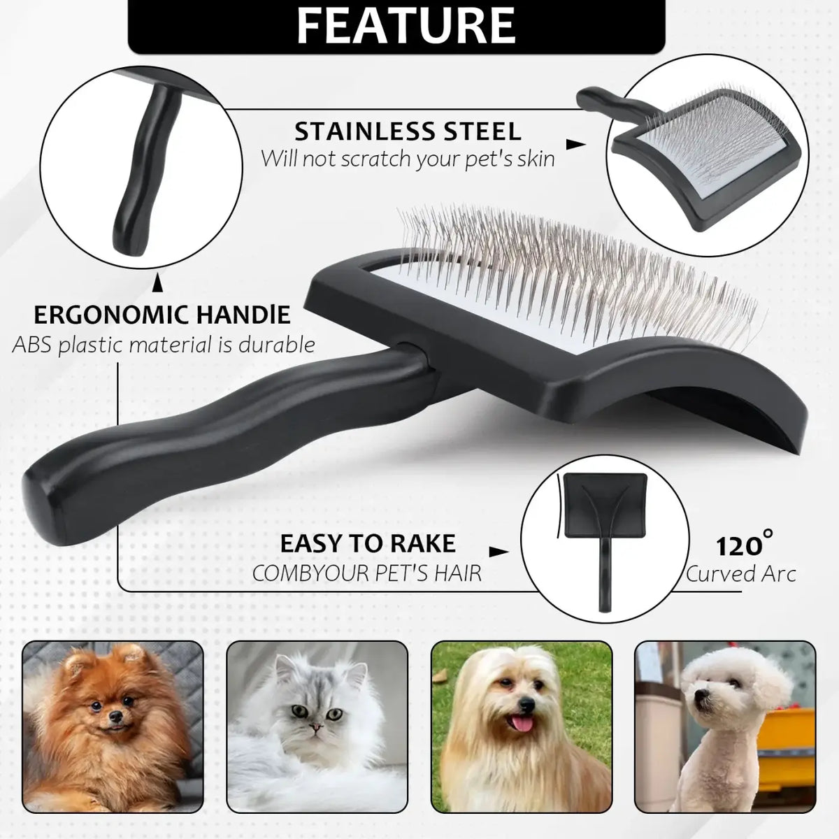 Medium to Large Pet Grooming Brush for Cats and Dogs