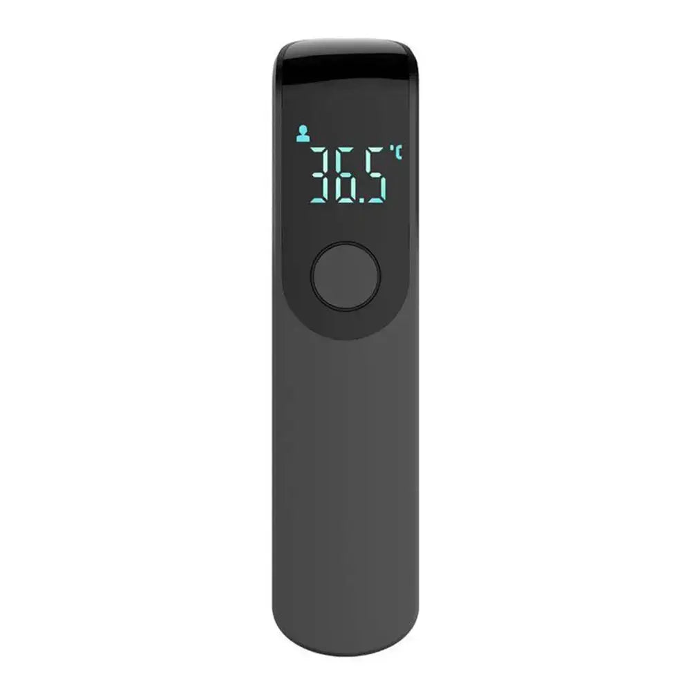 Black non-contact digital pet ear thermometer with infrared sensor and digital display showing 36.5°c and icon