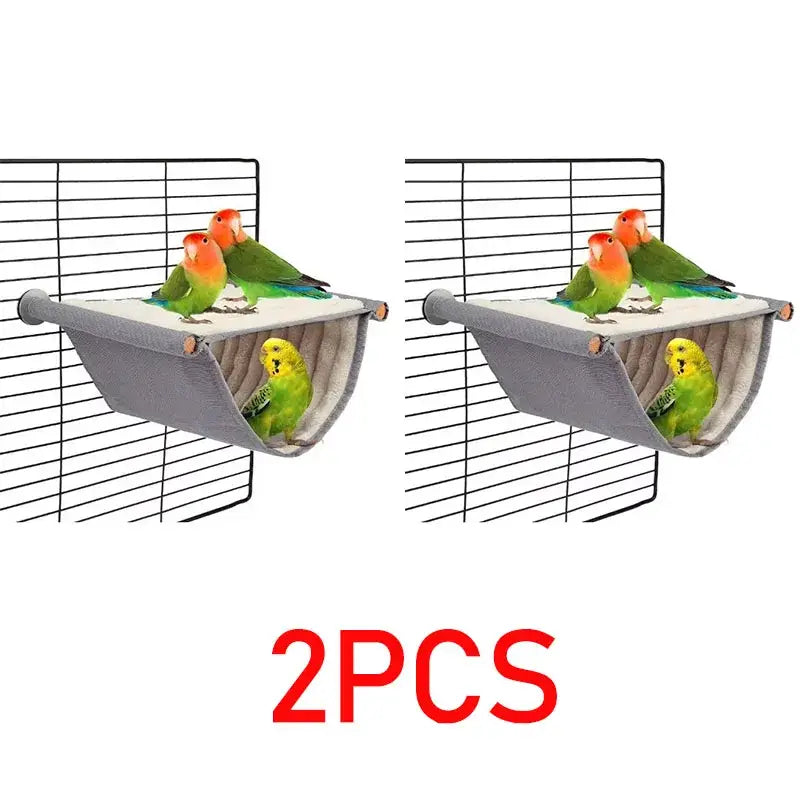 Parrot house bird nest bed cage accessory gray fabric bird hammock with soft cushioned interior and rounded edges