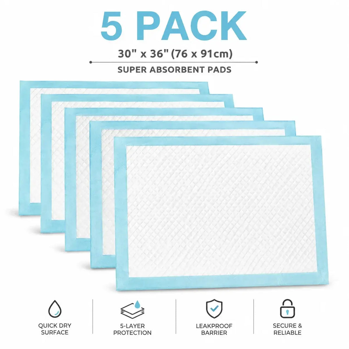 Light blue and white parrot pee pads 5 pack super absorbent leak proof bird cage liners for pet urine