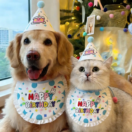 Pet Birthday Hat and Bib Party Costume Set