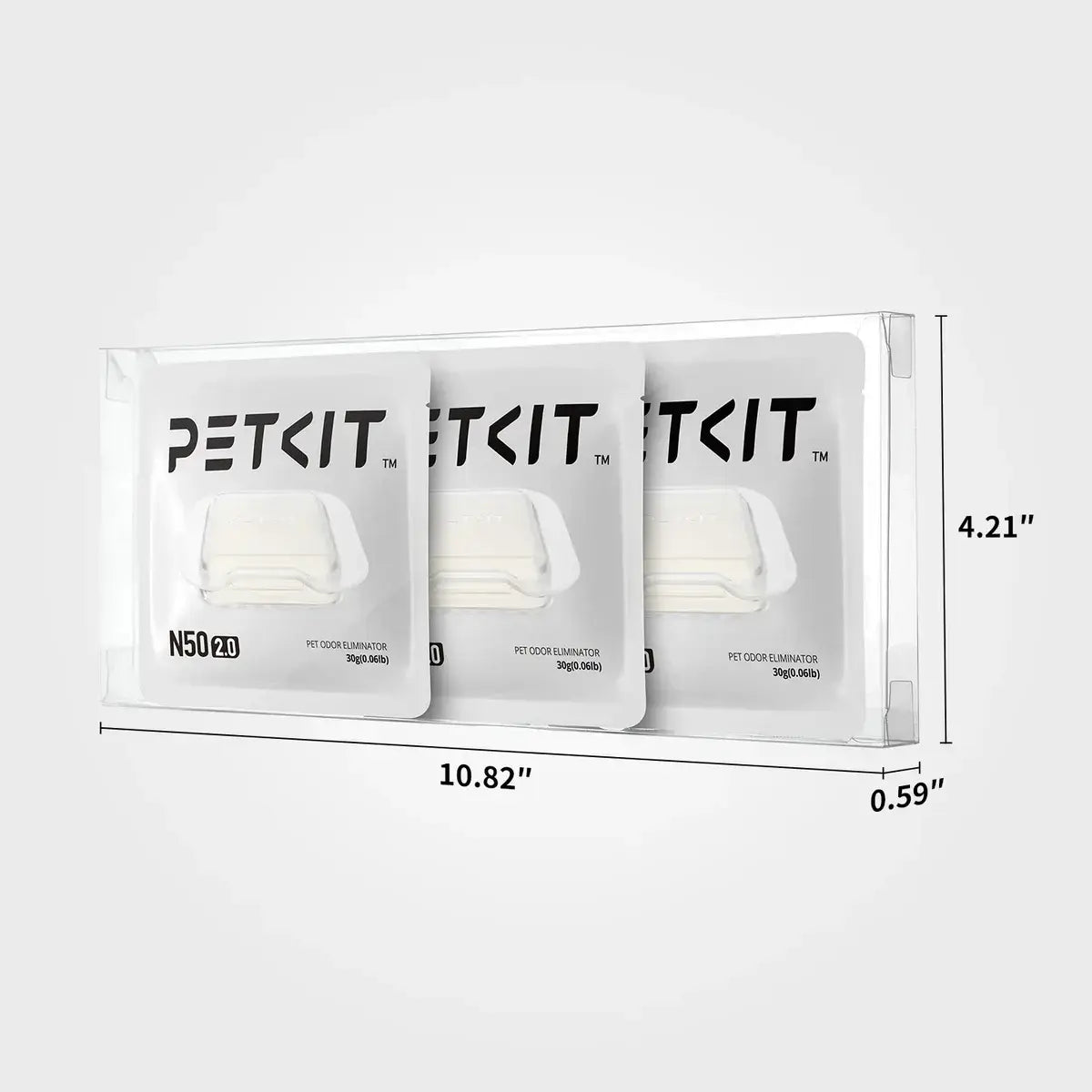 Three-pack of petkit n5020 white rectangular gel pet odor eliminators in clear packaging for pura max and purobot max pro