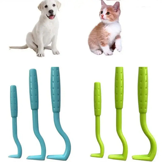 Set of six colorful plastic pet flea and tick removal combs with ergonomic teal and lime green handles and textured grips