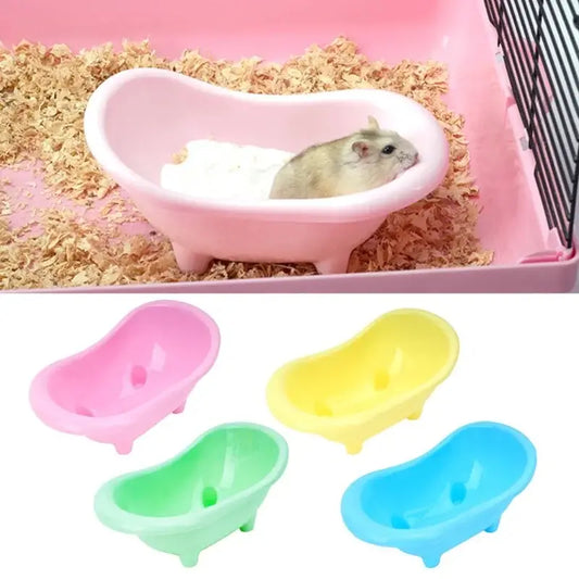 Pink plastic hamster bathtub shaped bath toy for small pet bathroom use