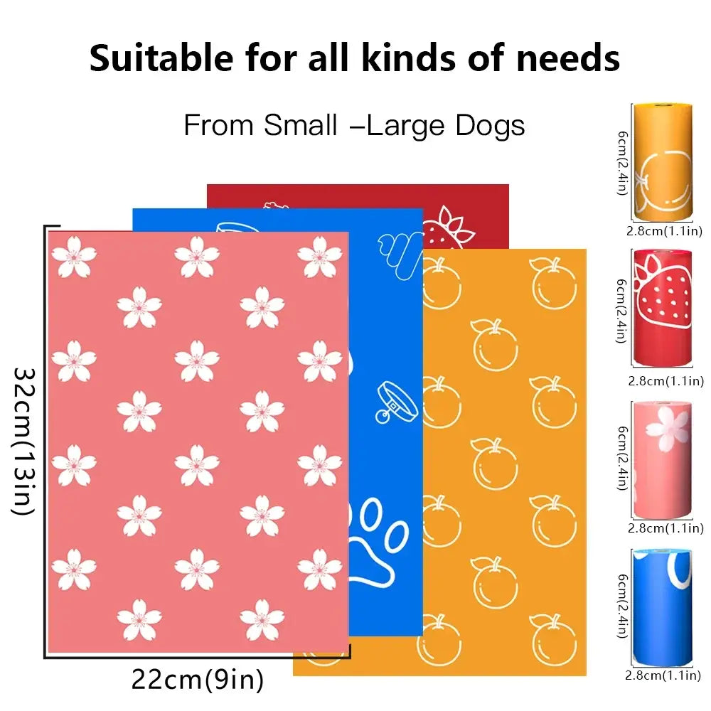 Scented Photodegradable Dog Poop Bags with Dispenser