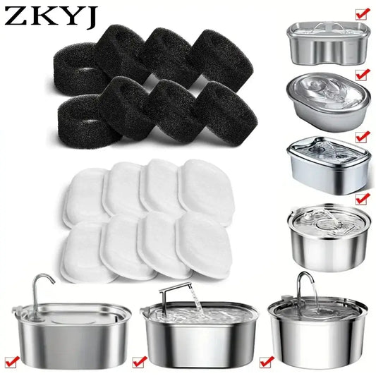 Black and white filter pads for stainless steel zkyj pet water fountain replacement filters