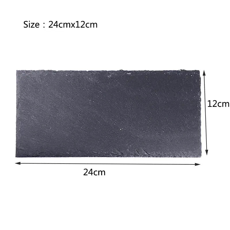 Dark gray rectangular slate tile 24cm by 12cm for tortoise slab mat natural rock food bowl and ecological aquarium use
