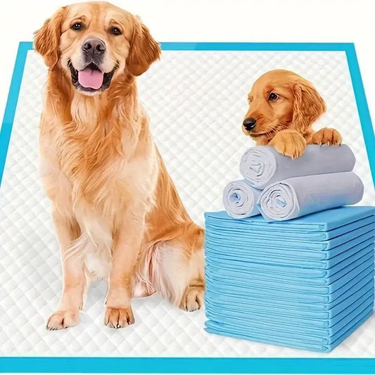 Stack of light blue quilted xxl premium disposable dog training pads for effective pet potty training